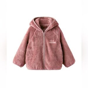 NWT Zara 18-24m faux fur hooded jacket pink